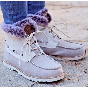 Lamo Women Size 6 Autumn II‎ Never Wet Resistance Lace Boots White Dove Faux Fur